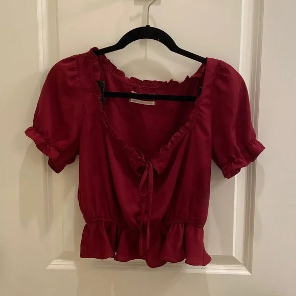 Urban Outfitters Riley Ruffle Tie-Front Blouse - Picture 2 of 5